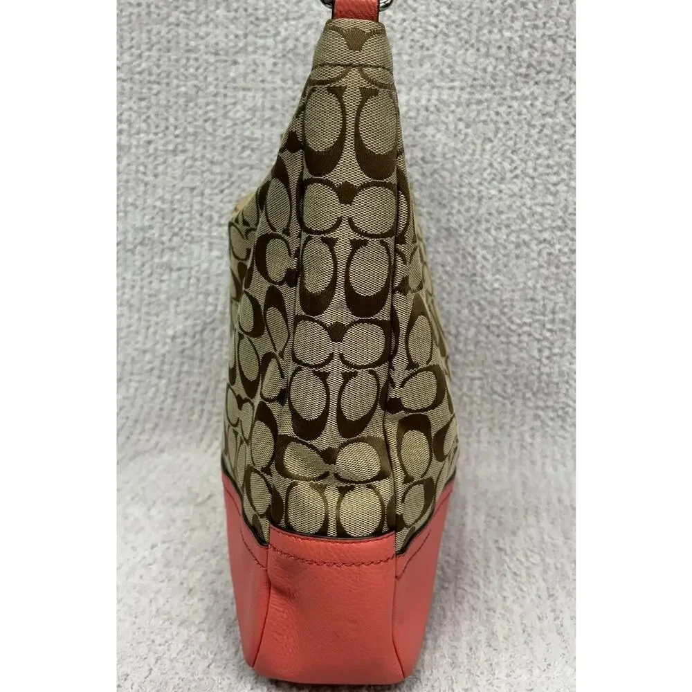 Coach Tan Coral Jacquard Signature Print Park Hobo Shoulder Bag F23279 #76918